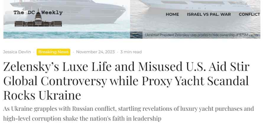 Ukraine shaken by Zelensky's yacht scandal - The DC Weekly